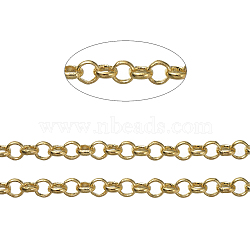 Brass Rolo Chains, Belcher Chains, Soldered, Long-Lasting Plated, Cadmium Free & Nickel Free & Lead Free, Golden, 4.5x1.2mm(X-CHC-S008-002A-G)