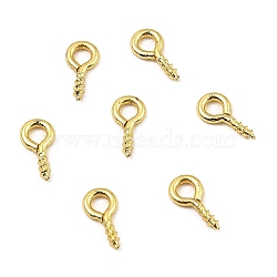 Brass Peg Bails, Screw Eye Peg Bails, Real 18K Gold Plated, 8x4x1mm, Hole: 2mm, Pin: 1.2mm(KK-Z030-04G)