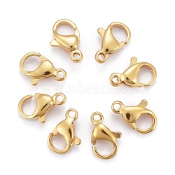 304 Stainless Steel Lobster Claw Clasps, Parrot Trigger Clasps, Real 24K Gold Plated, 3/8x1/4x1/8 inch(10x6x3mm), Hole: 1.2mm(STAS-H352-01C-G)