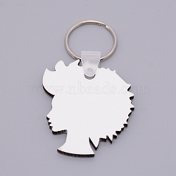 Sublimation Blanks Keychains, MDF Board Heat Transfer Keyring, for Heat Press, Woman, Platinum, White, 7.6cm(KEYC-WH0020-08)