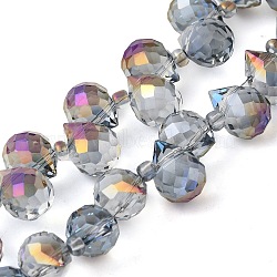 Electroplate Glass Beads Strands, Teardrop, Purple, 10~11x8mm, Hole: 1mm, about 96~98pcs/strand, 26.97''~27.17''(68.5~69cm)(EGLA-D030-17S)