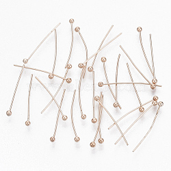 Brass Ball Head pins, Cadmium Free & Lead Free, Rose Gold, Size: about 0.5mm thick, 24 Gauge,, 20mm long, Head: 1.5mm.(KK-RP0.5x20mm-RG)