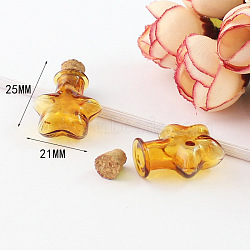 Miniature Glass Bottles, with Cork Stoppers, Empty Wishing Bottles, for Dollhouse Accessories, Jewelry Making, Star Pattern, 25x21mm(MIMO-PW0001-035L)