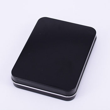 Tinplate Storage Box, Jewelry Box, for DIY Candles, Dry Storage, Spices, Tea, Candy, Party Favors, Rectangle, Black, 118x88x22mm