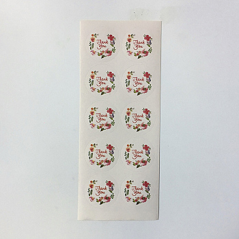 Thank You Stickers, Label Paster Picture Stickers, Flower Stickers, Label Paster Picture Stickers, Flower, Colorful, 35mm, 12pcs/sheet