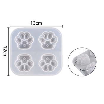 DIY Cat Paw Prints Fondant Silicone Molds, Resin Casting Molds, for Chocolate, Candy, UV Resin & Epoxy Resin Craft Making, White, 120x130x16mm