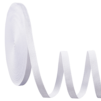 Polyester Herringbone Ribbon, for Garment Accessories, White, 1/2 inch(12.5mm)