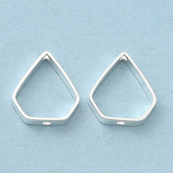 Brass Bead Frame, Cadmium Free & Lead Free, Triangle, 925 Sterling Silver Plated, 10x9x2mm, Hole: 0.7mm