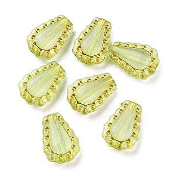 Plating Transparent Acrylic Beads, Golden Metal Enlaced, Teardrop, Pale Turquoise, 17x12x6mm, Hole: 1.8mm, 750pcs/500g