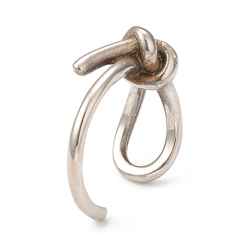 304 Stainless Steel Knot Open Cuff Ring for Women, Stainless Steel Color, Inner Diameter: 17mm