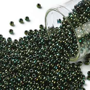 TOHO Round Seed Beads, Japanese Seed Beads, (507) Green Iris Higher Metallic, 11/0, 2.2mm, Hole: 0.8mm, about 50000pcs/pound