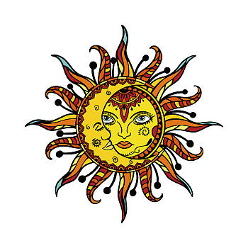 PVC Wall Stickers, Wall Decoration, Sun Pattern, 390x390mm