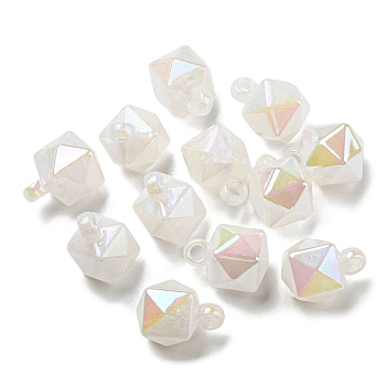 Acrylic Pendants, Polygon, Floral White, 21x16x16mm, Hole: 3.6mm