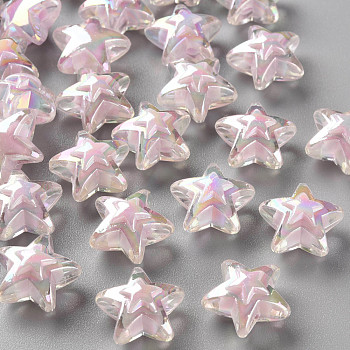 Transparent Acrylic Beads, Bead in Bead, AB Color, Star, Plum, 15.5x16x9.5mm, Hole: 3mm, about 569pcs/500g