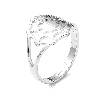 304 Stainless Steel Spider Web Adjustable Rings for Women, Stainless Steel Color, US Size 6 1/4(16.7mm)