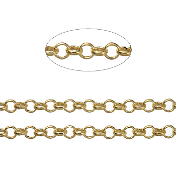 Brass Rolo Chains, Belcher Chains, Soldered, Long-Lasting Plated, Cadmium Free & Nickel Free & Lead Free, Golden, 4.5x1.2mm