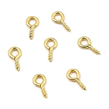 Brass Peg Bails, Screw Eye Peg Bails, Real 18K Gold Plated, 8x4x1mm, Hole: 2mm, Pin: 1.2mm