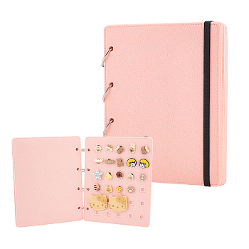8 Pages Felt Shoe Charms Collection Binder Book, Flip-page Shoe Charms Organizer Holder, Rectangle, Pink, 26x21.3x3cm