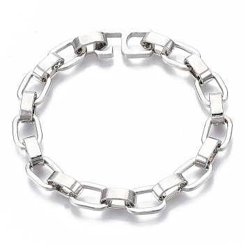 Unisex Alloy Cable Chain Bracelets, Platinum, 8-1/8 inch(20.5cm)