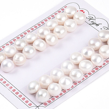 Grade 3A Natural Cultured Freshwater Pearl Beads, Half Drilled, Half Round Beads, Creamy White, 11~11.5x8.5~9mm, Hole: 1mm