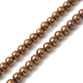 Electroplate Synthetic Magnetic Hematite Beads Strands, Round, Copper Plated, 5mm, Hole: 0.8mm, about 84~87pcs/strand, 16.14~16.96''(41~43cm)
