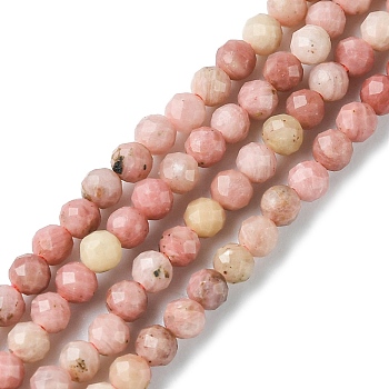 Natural Rhodonite Beads Strands, Faceted, Round, 3mm, Hole: 0.9mm, about 130~133pcs/strand, 15.04~15.35 inch(38.2~39cm)