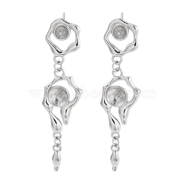 Real Platinum Plated Flower Sterling Silver Stud Earring Findings