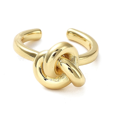 Rack Plating Brass Knot Open Cuff Rings for Women(RJEW-Q777-06G)-2
