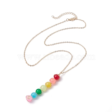 Colorful Glass Round Beaded Pendant Necklaces(NJEW-JN04581-01)-4