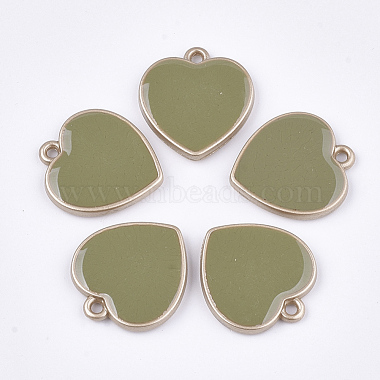 Olive Drab Heart Plastic Pendants