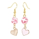 Alloy Enamel Heart with Resin Beaded Pendant Necklace Dangle Earrings(SJEW-JS01249)-7