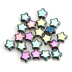 Electroplate Transparent Glass Beads, Star, Half Plated, Colorful, 10x10x5mm, Hole: 1mm(GLAA-WH0033-128B-02)
