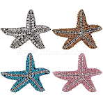 4Pcs 4 Colors Computerized Embroidery Cloth Patches, Stick On Patch, Costume Accessories, Appliques, Starfish, Mixed Color, 103x100x6mm, 1Pc/color(PATC-GF0001-66)