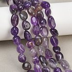 Natural Amethyst Beads Strands, Nuggets, Tumbled Stone, 9~11x8~10x6~10mm, Hole: 0.8mm, about 18~19pcs/strand, 6.89~7.28''(17.5~18.5cm)(GG-CBA787B-A08)