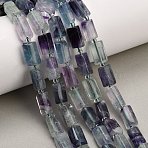 Natural Fluorite Beads Strands, Faceted Column, with Seed Beads, 11.5~12.5x6.5x7.5mm, Hole: 1.2mm, about 28~30pcs/strand, 15.75''(40cm)(G-D109-A01)
