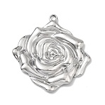 304 Stainless Steel Big Pendants, Rose Charms, Stainless Steel Color, 50x46x5.5mm, Hole: 3x3.5mm(SA-B006-02P-B)