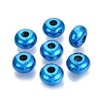 UV Plating Opaque Acrylic European Beads, Large Hole Beads, Iridescent, Rondelle, Dodger Blue, 14x8mm, Hole: 4.8mm(PACR-T017-19M-08)