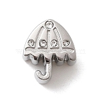 304 Stainless Steel Rhinestone European Beads, Large Hole Beads, Umbrella, Stainless Steel Color, 11x9.5x8mm, Hole: 5mm(STAS-D153-30P)