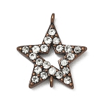 Brass Multi-Stone Links, with Rhinestone, Red Copper, 15x13mm, Hole: 0.5mm(KK-Q386-R)