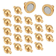 Brass Magnetic Clasps with Loops, Round, Golden, 14x8mm, Hole: 1.6mm(KK-YW0001-17B-C)