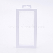 Plastic Frame Stands, with Transparent Membrane, For Ring, Pendant, Bracelet Jewelry Display, Rectangle, White, 20x9.2x2cm(ODIS-P006-01A)