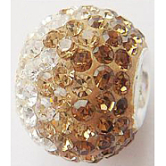 Austrian Crystal with 925 Sterling Silver Single Core European Beads, Large Hole Beads, Rondelle, 246_Lt. Colorado Topaz, 14x12mm, Hole: 4.5mm(CPDL-D001-6)
