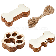 Unfinished Blank Natural Wood Display Decorations, Including Bone Big Pendants and Cabochons, Thread Winding Boards, Jute Cord, BurlyWood(DIY-FH0005-12)