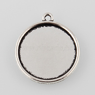 Tibetan Style Antique Silver Alloy Flat Round Pendant Cabochon Settings, Cadmium Free & Lead Free, Tray: 18mm, 24x21x2mm, Hole: 1mm about 625pcs/1000g(TIBEP-M022-44AS)