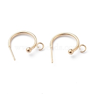 304 Stainless Steel Half Hoop Earrings, Real 24K Gold Plated, 19x16x3mm, Pin: 0.8mm(STAS-Z028-B01-G)