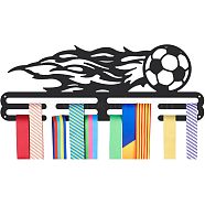 Fashion Iron Medal Hanger Holder Display Wall Rack, 2 Line, with Screws, Football, Electrophoresis Black, 150x400mm(ODIS-WH0021-169)