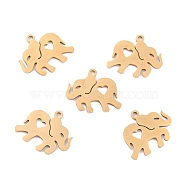Ion Plating(IP) 201 Stainless Steel Pendants, Elephant with Heart, Golden, 14.5x16x1mm, Hole: 1.4mm(STAS-K003-04G)