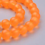 Transparent Glass Bead Strands, Frosted, Round, Dark Orange, 10mm, Hole: 1.3~1.6mm, about 80pcs/strand, 31.4 inch(GLAA-S031-10mm-33)
