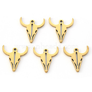 Vacuum Plating 304 Stainless Steel Charms, Laser Cut, Cow Head, Golden, 15x13x1mm, Hole: 0.9mm(X-STAS-N092-52G)