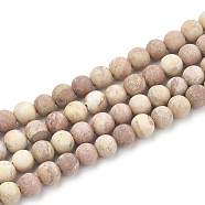 Natural Wood Lace Stone Beads Strands, Frosted, Round, 8mm, Hole: 1mm, about 47pcs/strand, 15.5 inch(G-T106-263)